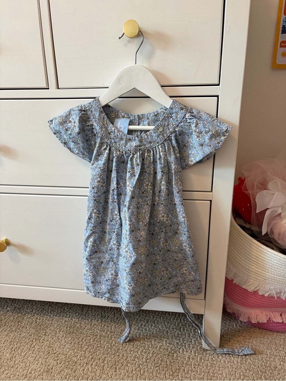 Bella Bliss Blue Floral Tie Dress Cotton Size 2